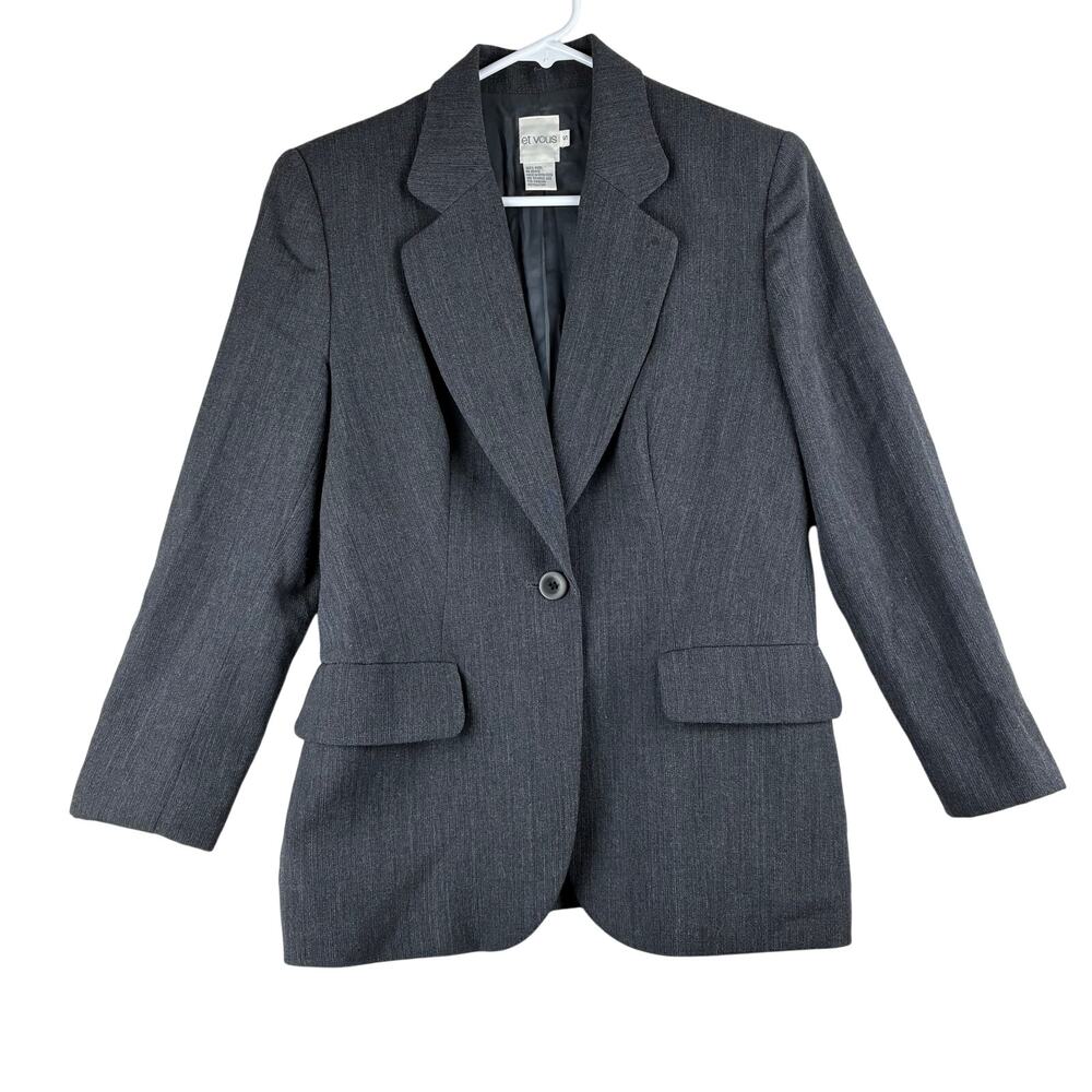 Vintage Et Vous 100% Wool Single Button Blazer Women Small Suit Jacket Hong Kong
